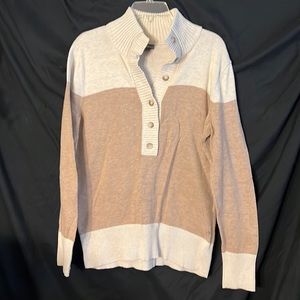 Eddie Bauer cream  and tan sweater L